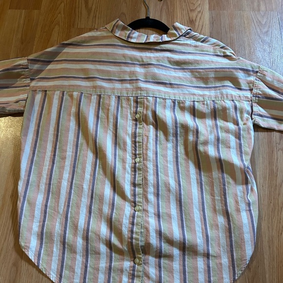 Madewell Courier Button Back Shirt in Rainbow Stripe - Picture 7 of 8
